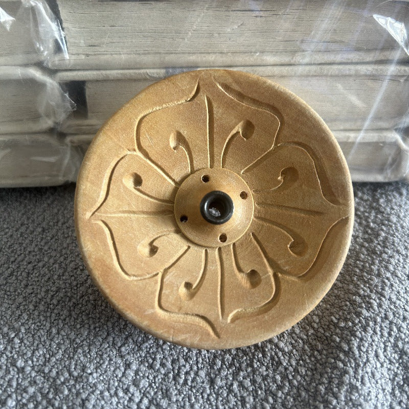 NEPAL Handmade Wood Incense Holder Flowered