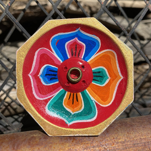 NEPAL handmade painted petal wooden incense holder